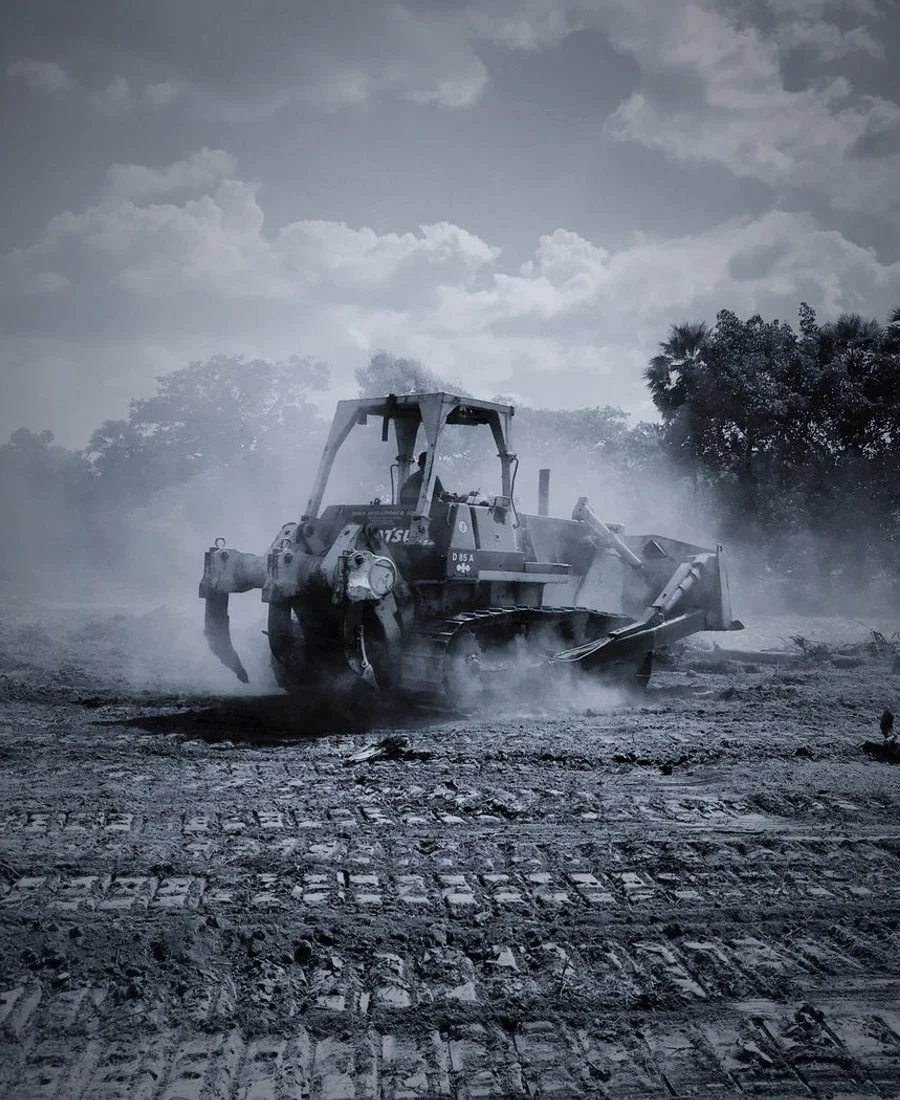A track dozer pushing material